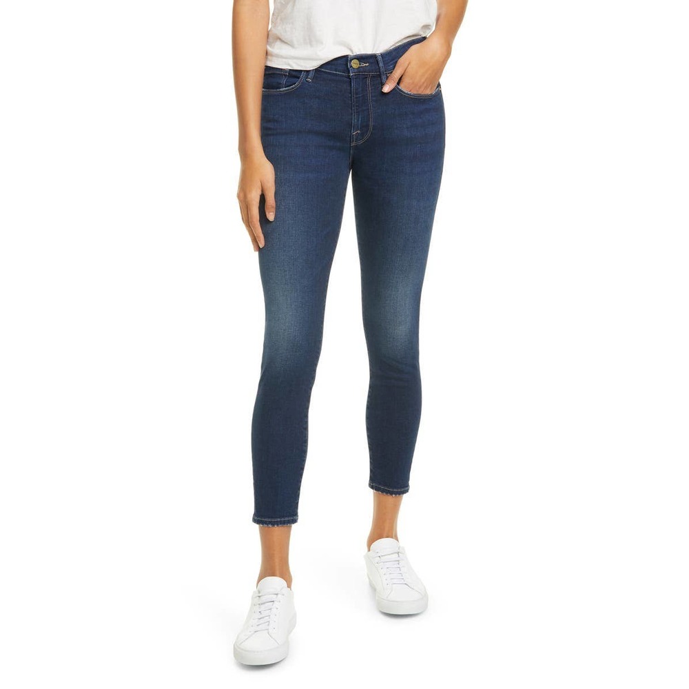 Frame Denim Jeans 26 Blue Le Skinny De Jeanne Crop Mid Rise Bonn